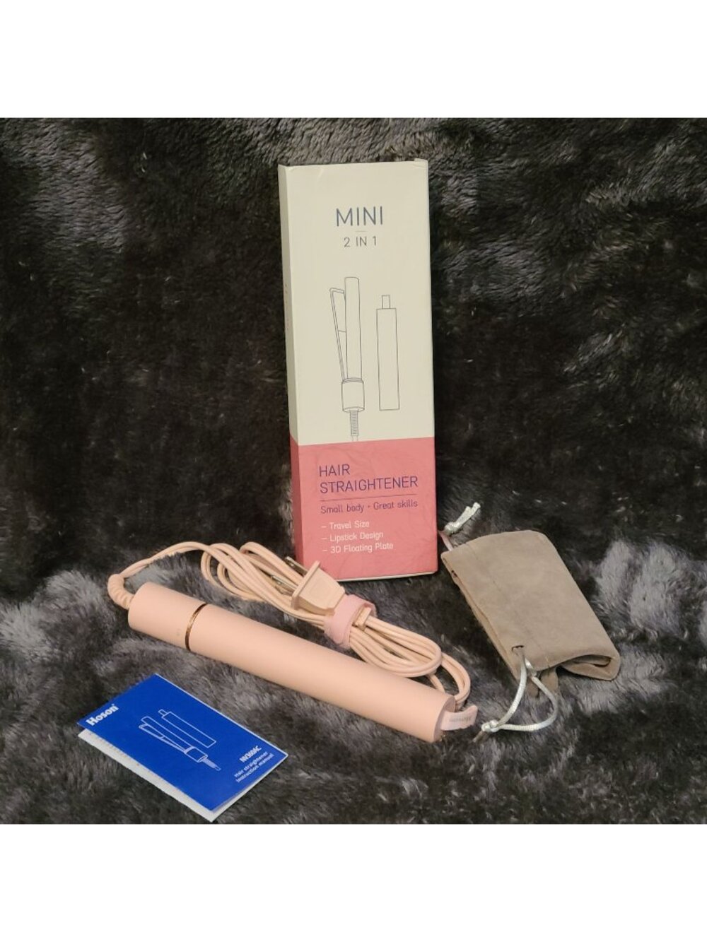 Hoson 2 in 1 Mini Hair Straightener Travel Size Small Flat Iron Portable